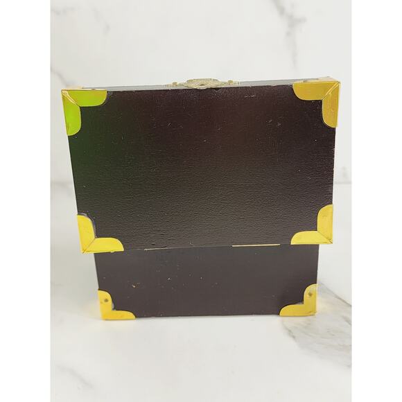 Enesco Wood Toybox Christmas Treasure Chest Music Box w/ Mirror 5" TESTED Vtg - Picture 10 of 16